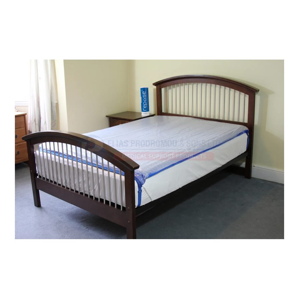 Double Mattress Overlay shown on a bed. Illustrative manufacturer setup; bed and furniture are not included. This set includes a Small Pump.