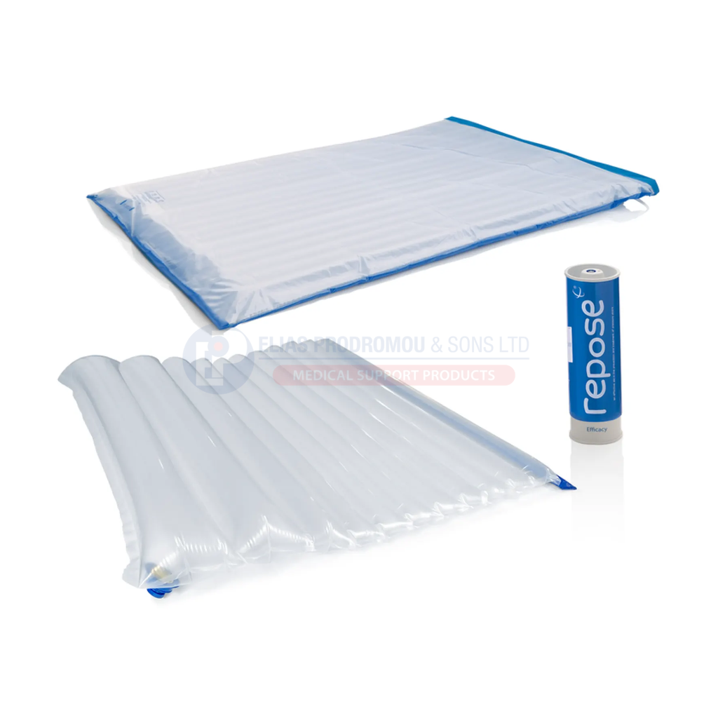 Closer alternative layout of prone overlay, wedge and pump. Selected set includes overlay, XL wedge without strap and Large Pump; use under professional clinical supervision.