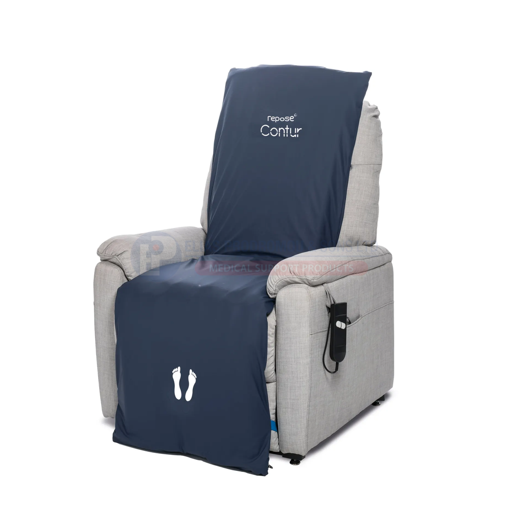 Contur fitted to an upright recliner chair. Cover shown fitted; air inner, pump and chair are not included.