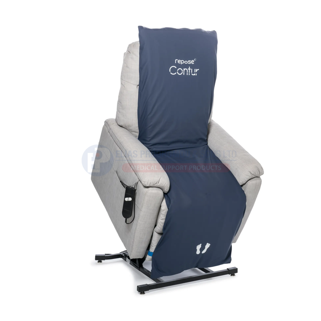 Contur on the same recliner in its raised position. Chair is not included.