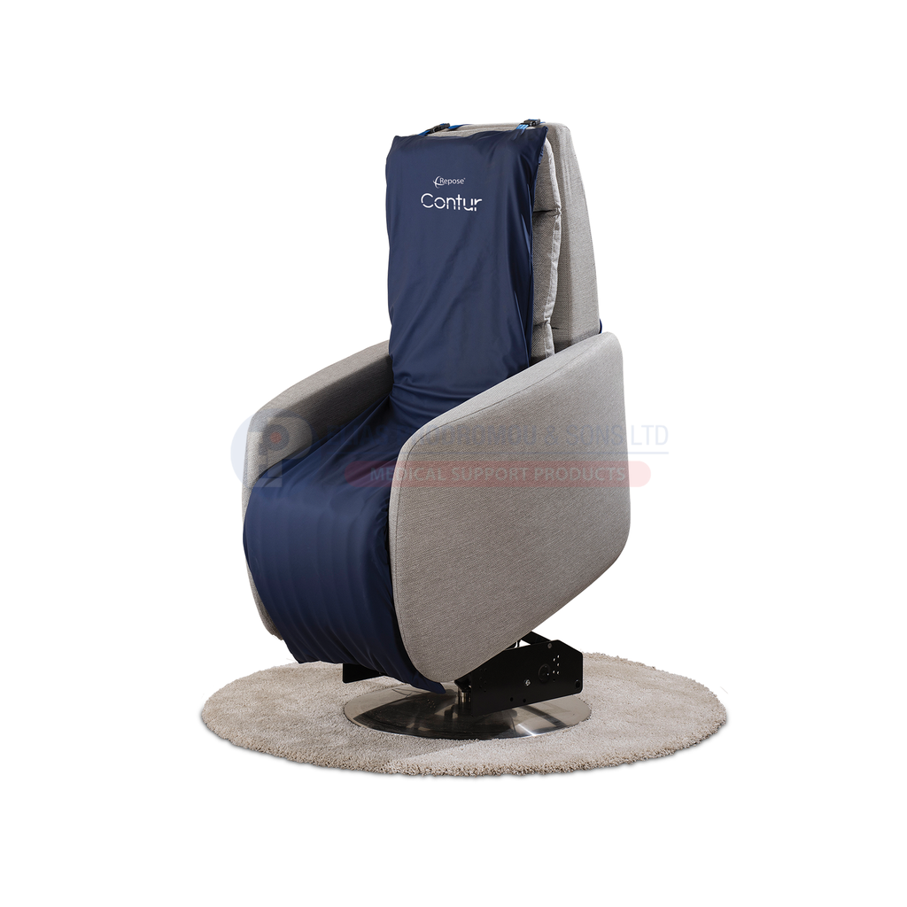 Contur fitted to a round-base recliner in its raised position. Chair is not included.