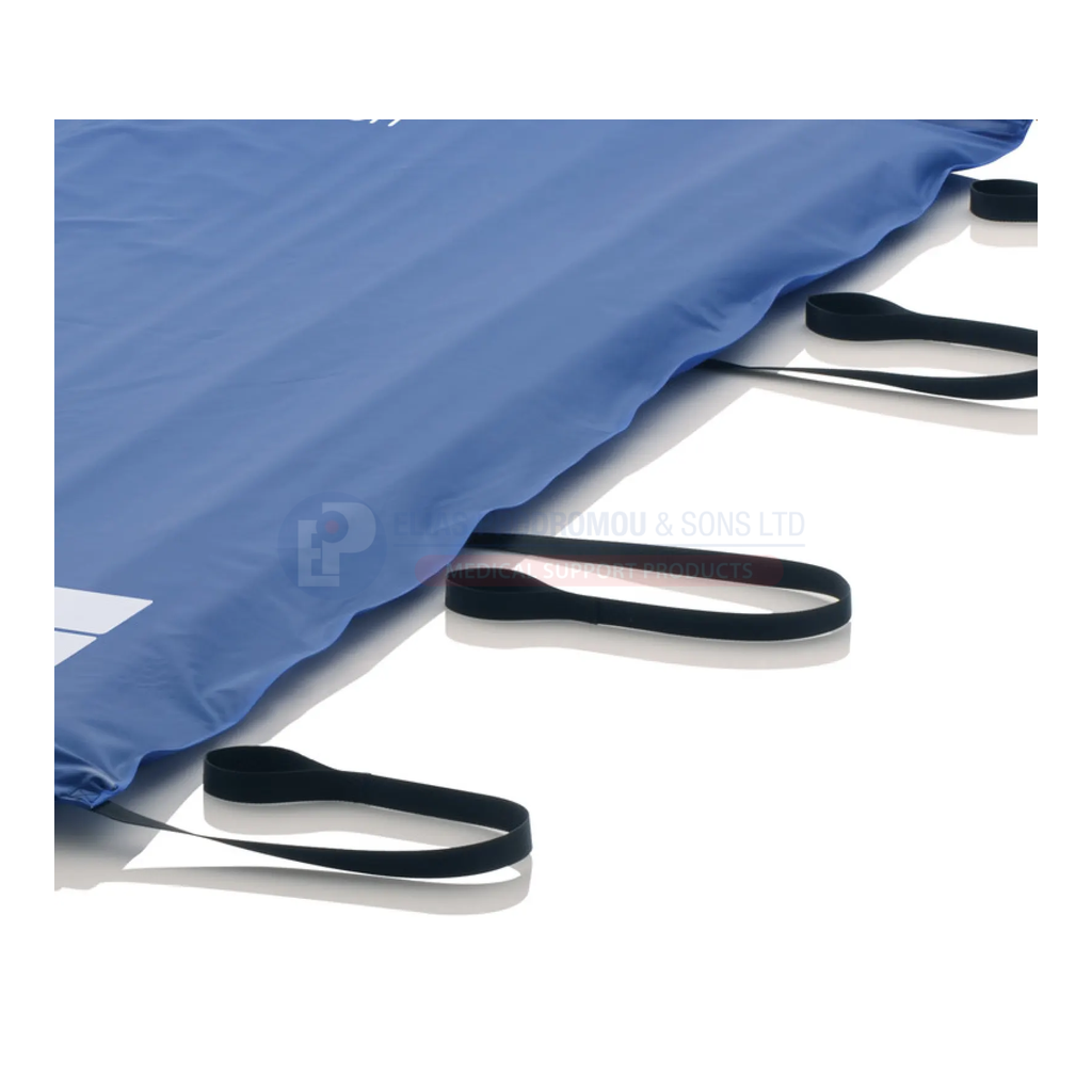 Companion side cover and carrying-handle detail. Cover shown fitted; air overlay and pump are not included.