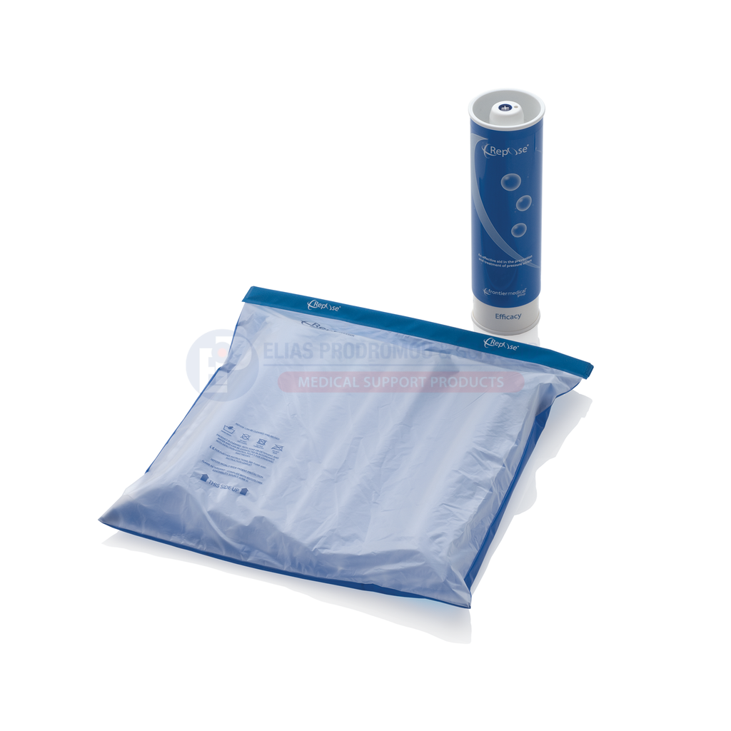 Repose Cushion — manufacturer fitting demonstration. The guide also demonstrates an optional fitted cover. This set includes one 45 cm cushion and Small Pump; cover is supplied separately.
