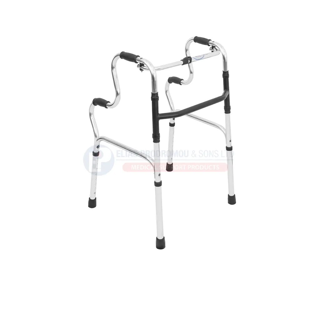 [103015] Folding Walking Frame 2-Level Handles Adjustable Steel - 0807998