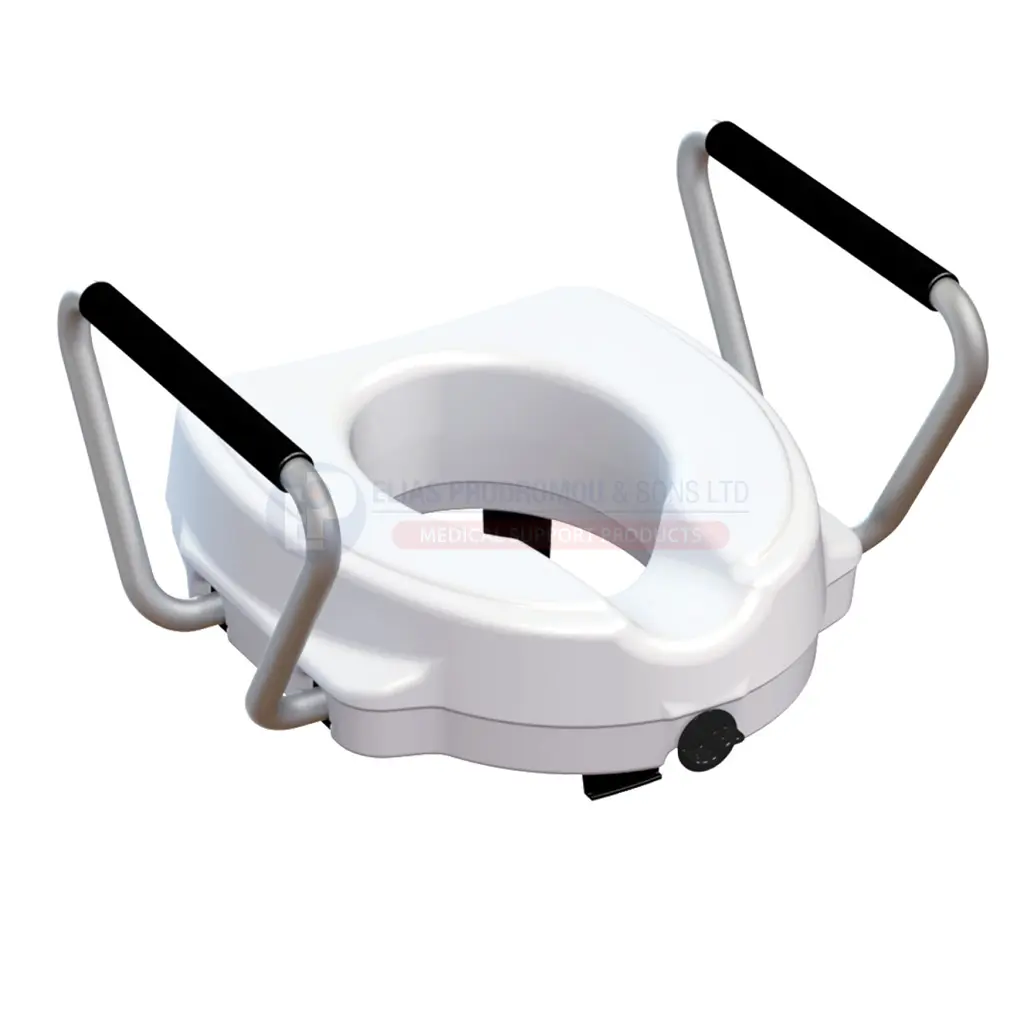 [102033] Raised Toilet Seat 12.5cm with Armrests Foldable Support Bathroom Aid – 0805526