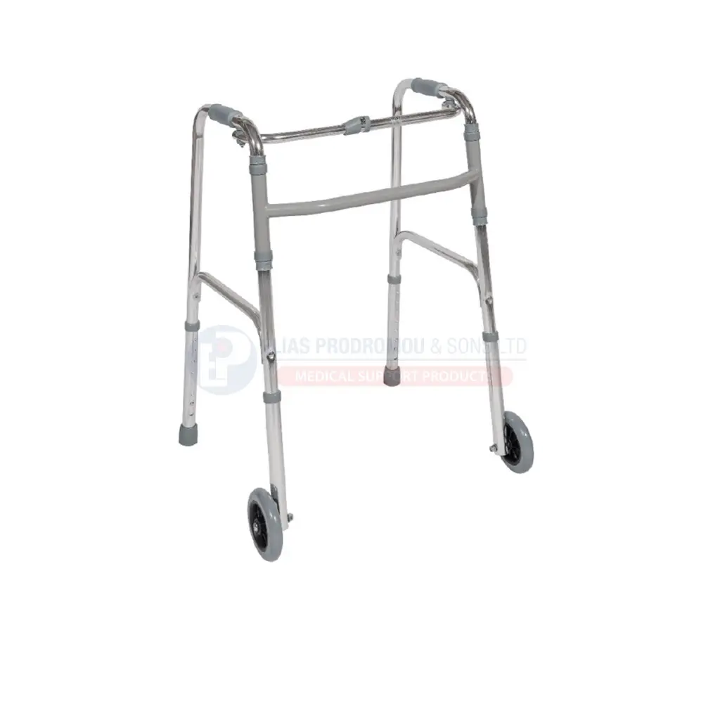 [102035] Foldable Walker with Front Wheels Aluminium Adjustable Height - 0806507