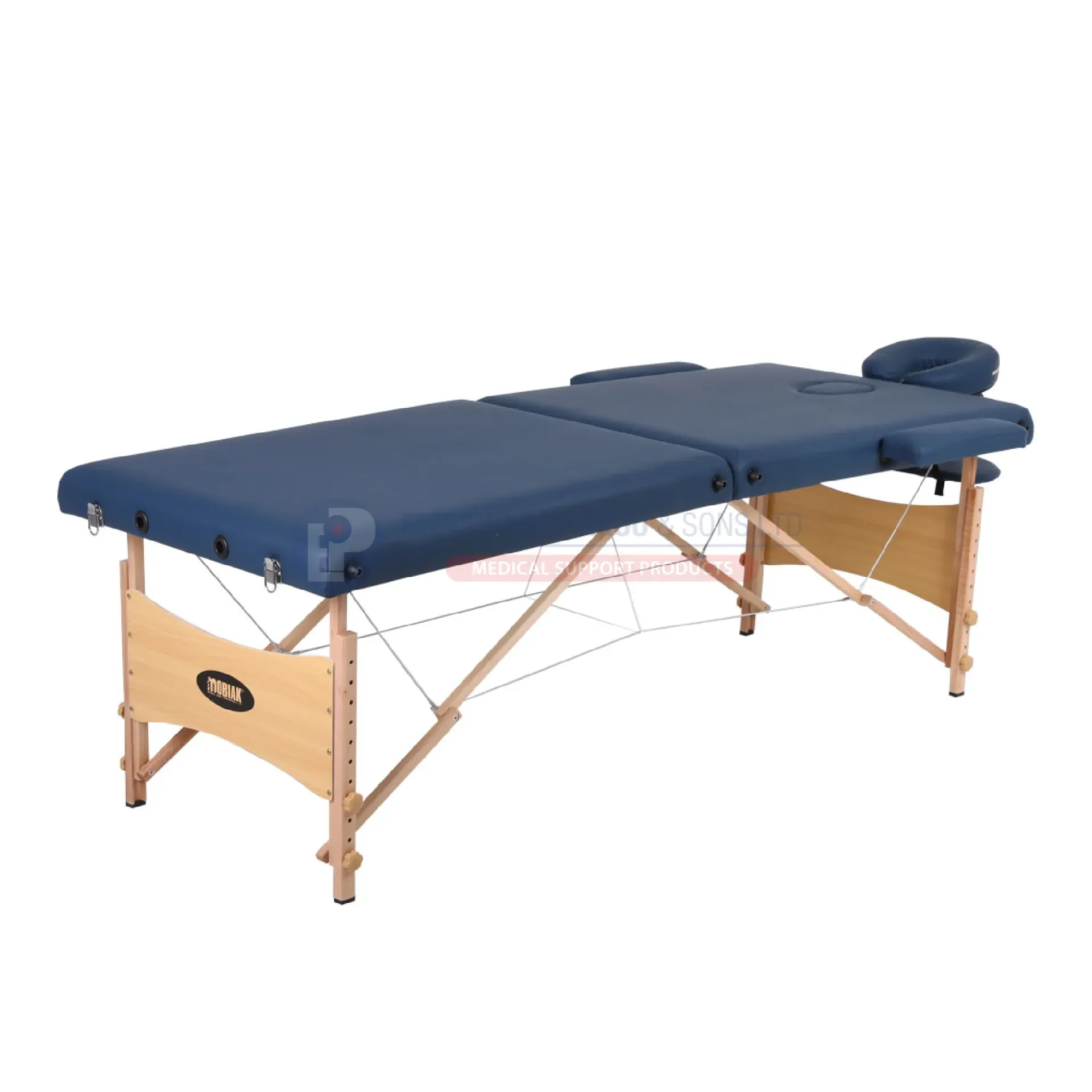 [103389] Wooden Folding Massage Bed 2 Sections with Accessories Blue Colour 70cm Width - 0812300