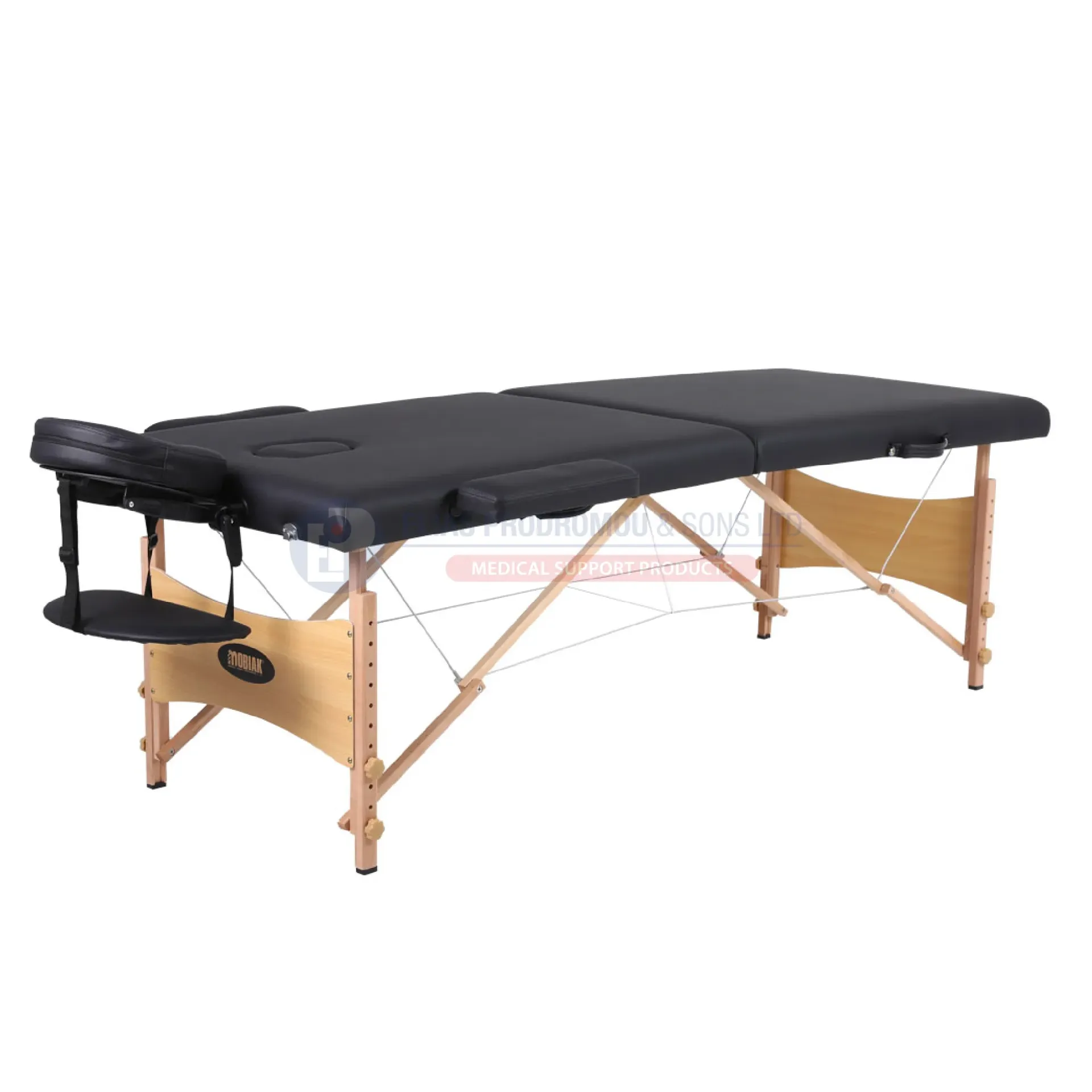 Wooden Folding Massage Bed 2 Sections with Accessories Black Colour 70cm Width - 0812301