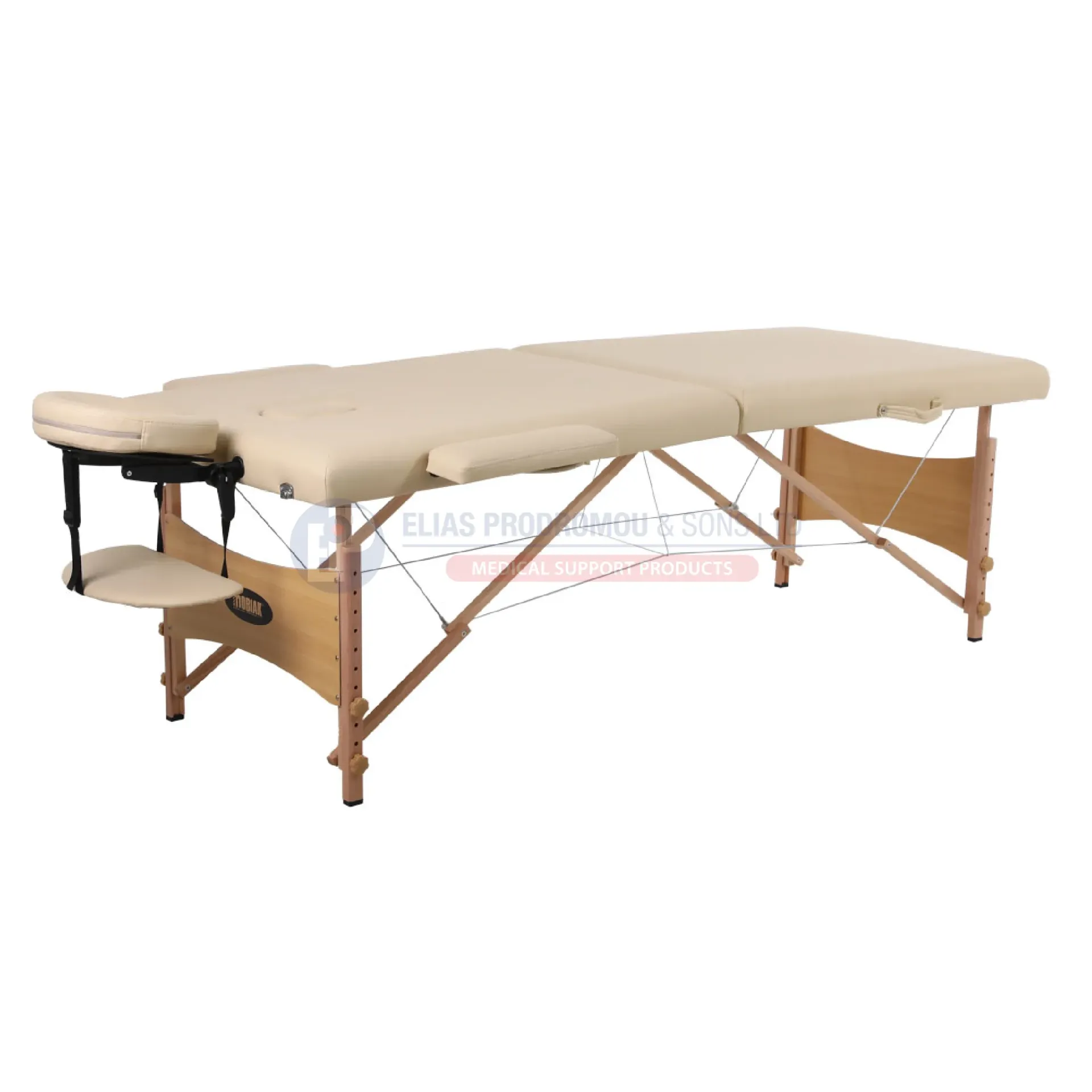 [103391] Wooden Folding Massage Bed 2 Sections with Accessories Beige Colour 70cm Width - 0812302