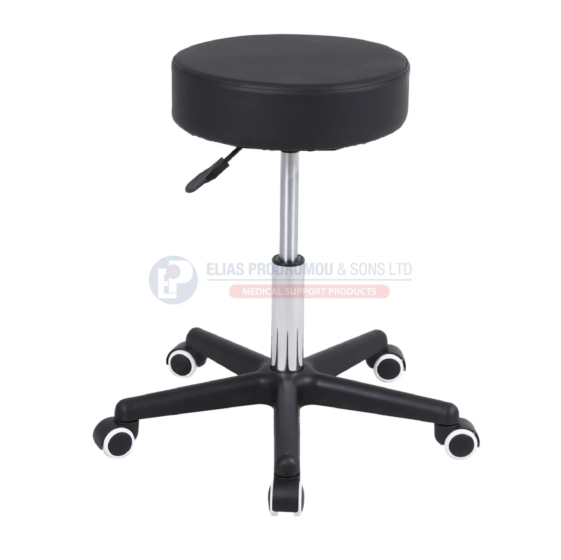 Wheeled Medical Stool Adjustable Height Black Colour - 0812309