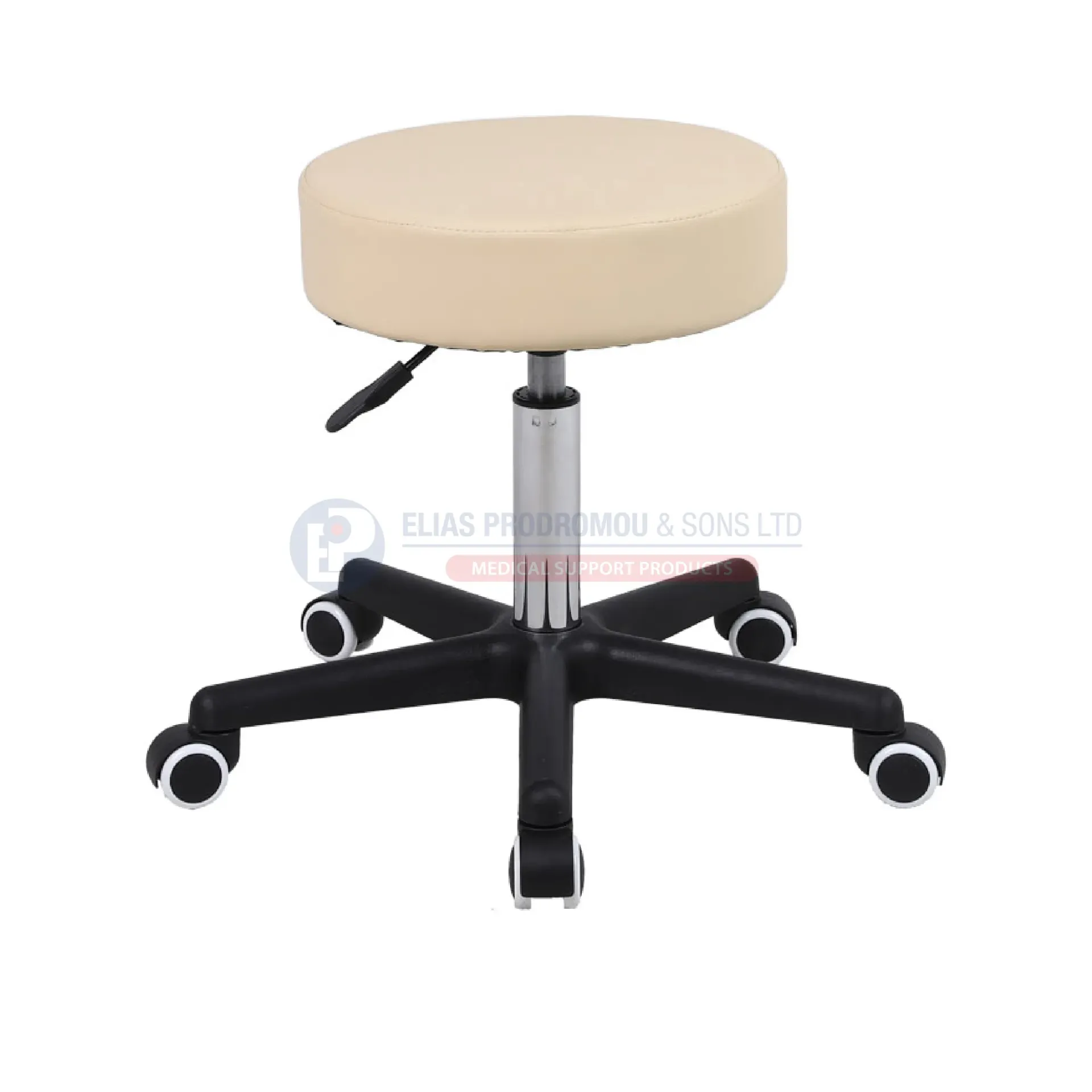 Wheeled Medical Stool Adjustable Height Beige Colour - 0812310