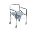 MOBIAK Folding Commode Chair with Wheels Adjustable Mobile Toilet Aid – 0809156