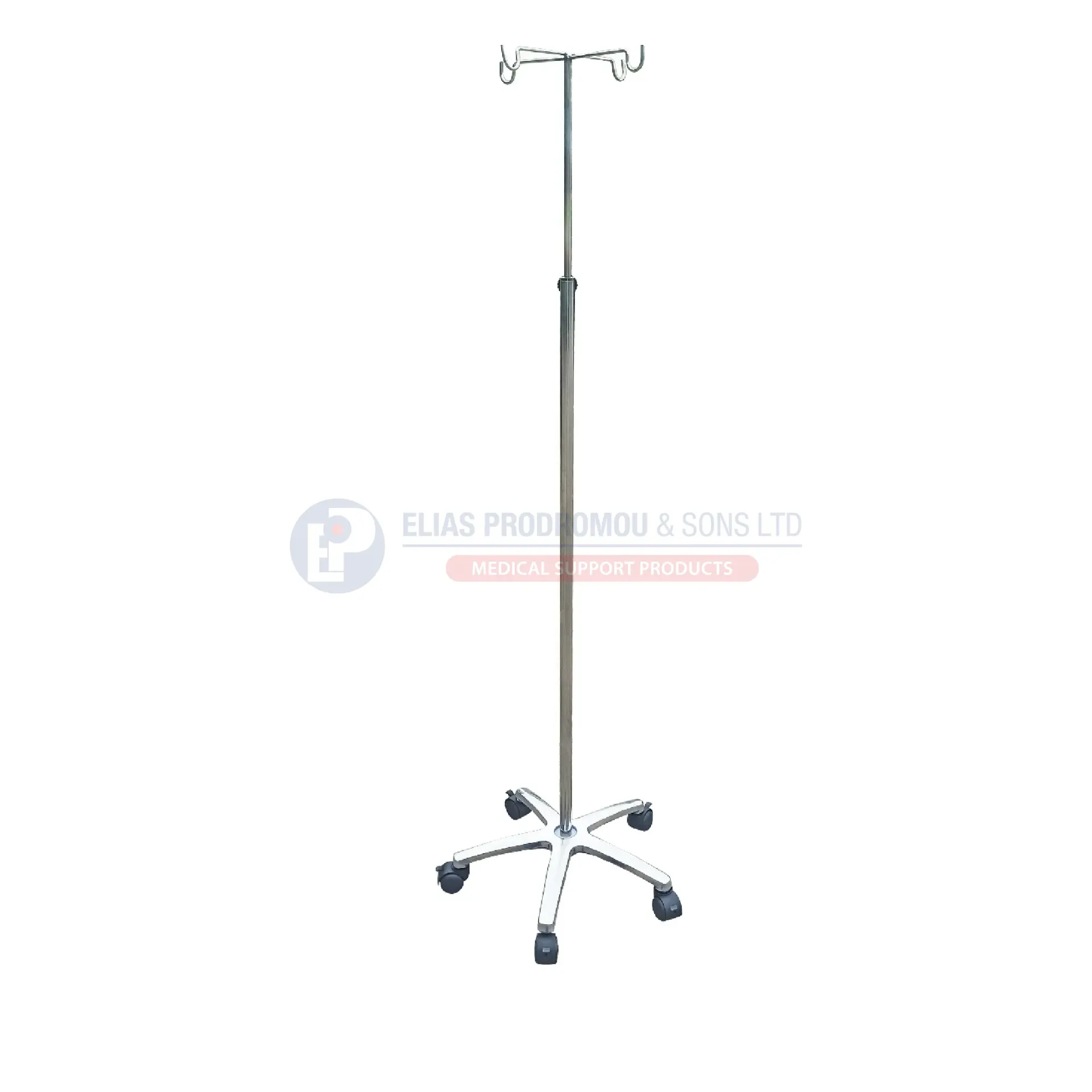 Mobiak IV Stand with Aluminum Base & 4 Hooks – Adjustable Medical IV Pole - 0806377