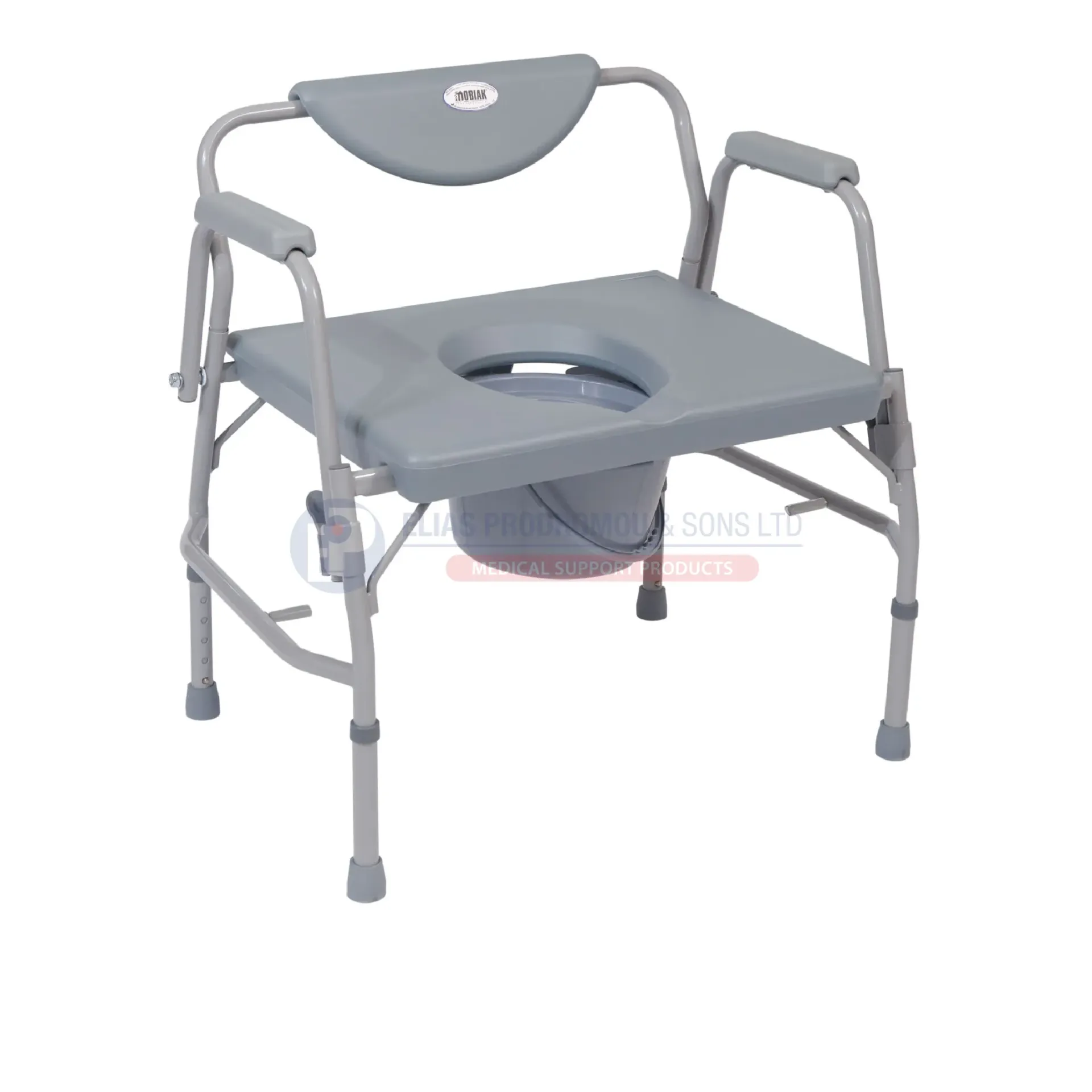 MOBIAK Heavy Duty Commode Toilet Chair Bariatric Adjustable with Armrests – 0808524